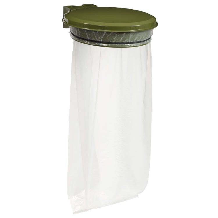 Collecteur porte-sac mural extérieur avec couvercle - Vert olive RAL 6003