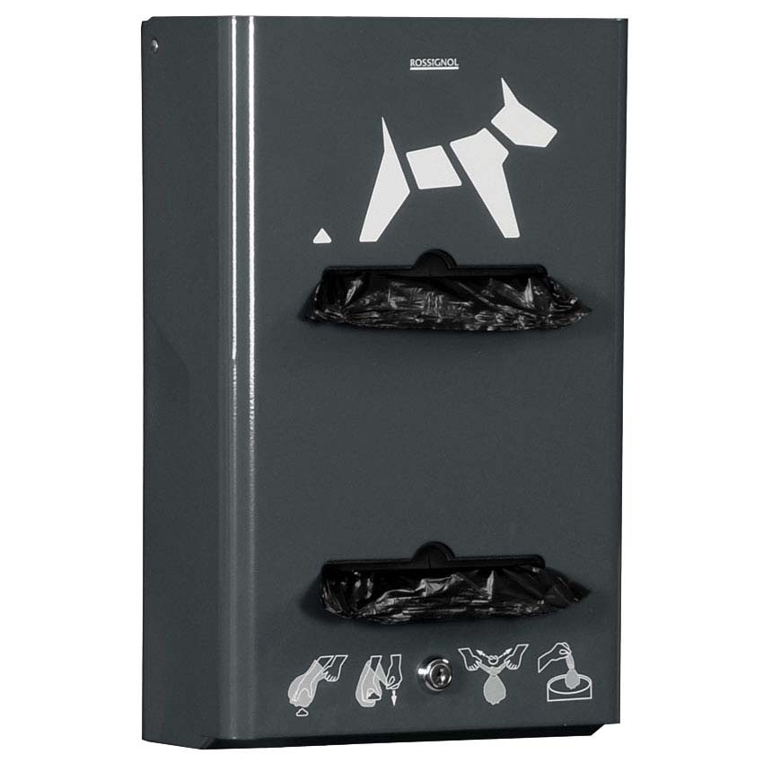 Distributeur de sachets hygiène canine 2 flux - Gris anthracite RAL 7016