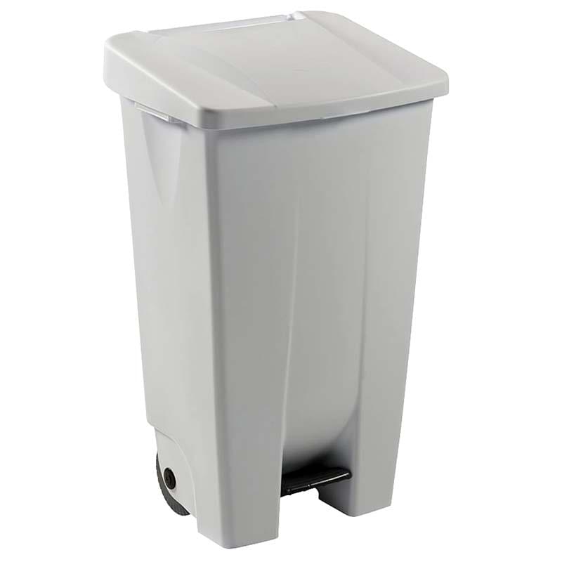 Collecteur mobile à pédale 120L - Blanc - Couvercle Blanc