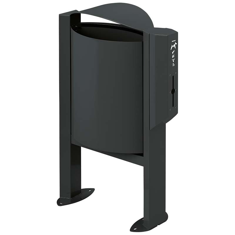 Corbeille 40L + Distributeur sachets - Aspect corten