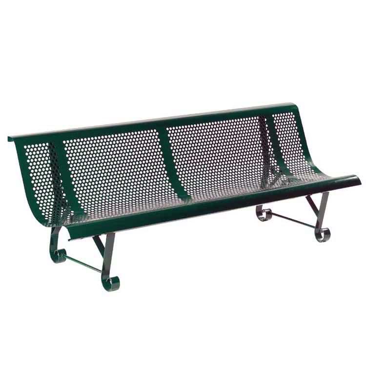 Banc tôle perforée Belleville 2 pieds - Vert RAL 6005 - L. 2000 mm