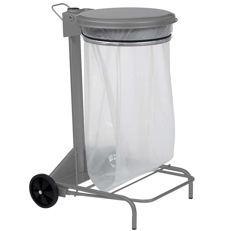 Collecteur mobile à pédale 50L - Gris métal - Couvercle Gris