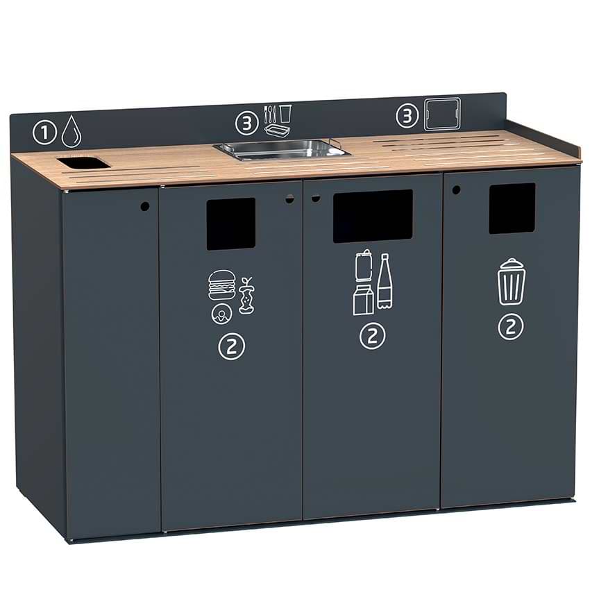 Meuble de tri restauration collective Restotri - Habillage HPL