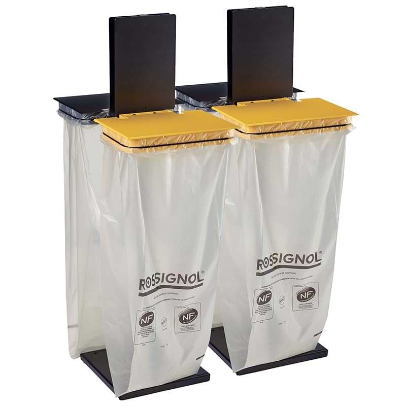 Support sac sur pied avec signalétique tri - 4 X 110L - Avec couvercles