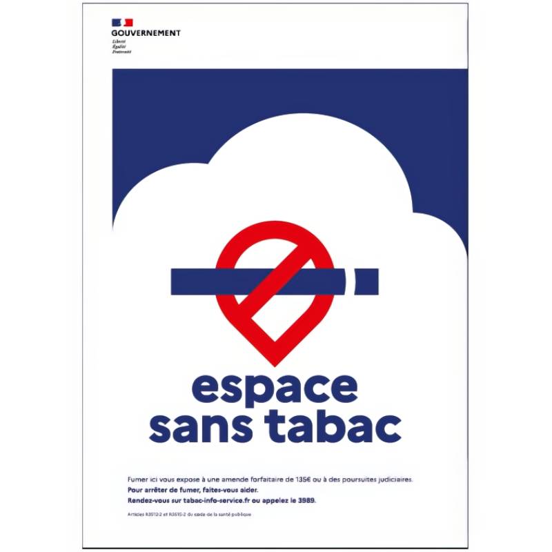 Signalétique Loi Anti-Tabac PVC 1 mm - 400 X 600 mm