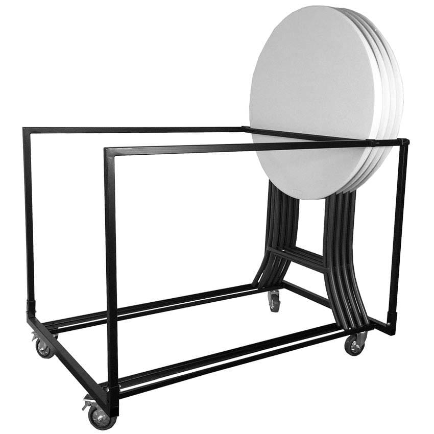 Chariot transport de tables mange-debout pliantes