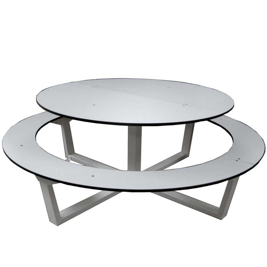 Table pique-nique ronde PEHD Collège - Blanc