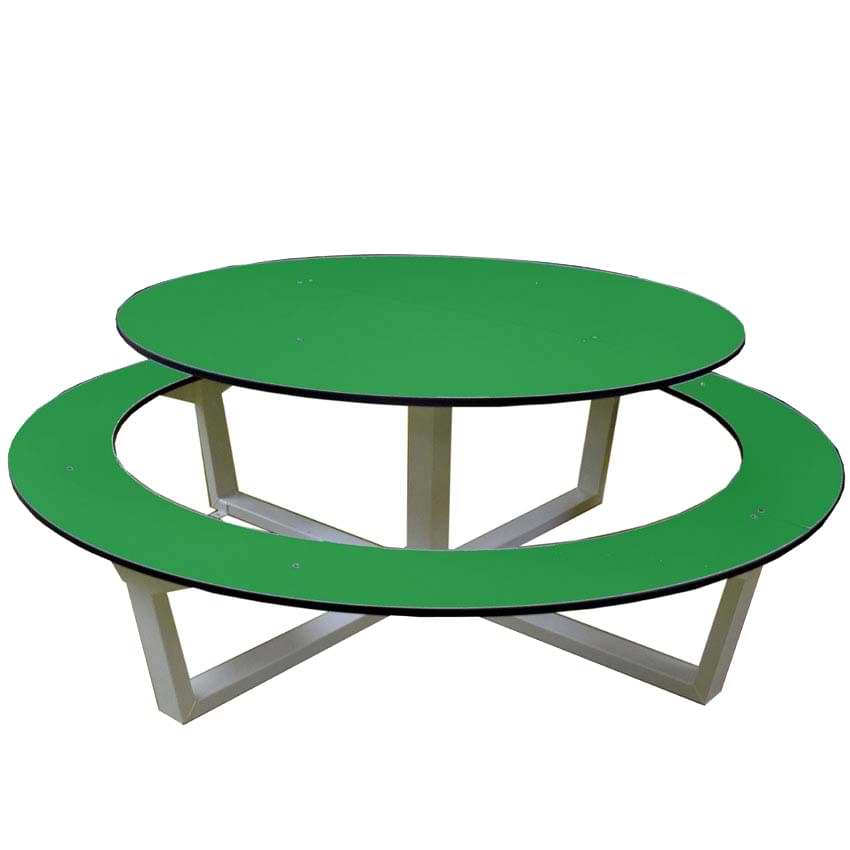 Table pique-nique ronde PEHD Collège - Vert