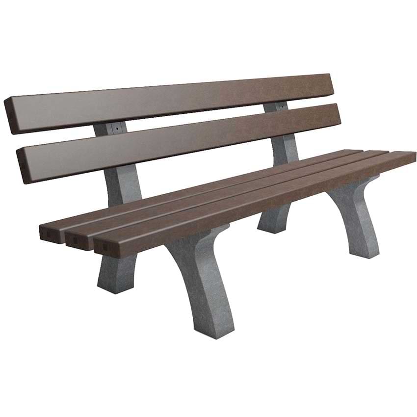 Banc recyclé Crozon L. 200 cm - Pieds gris / Lames marron