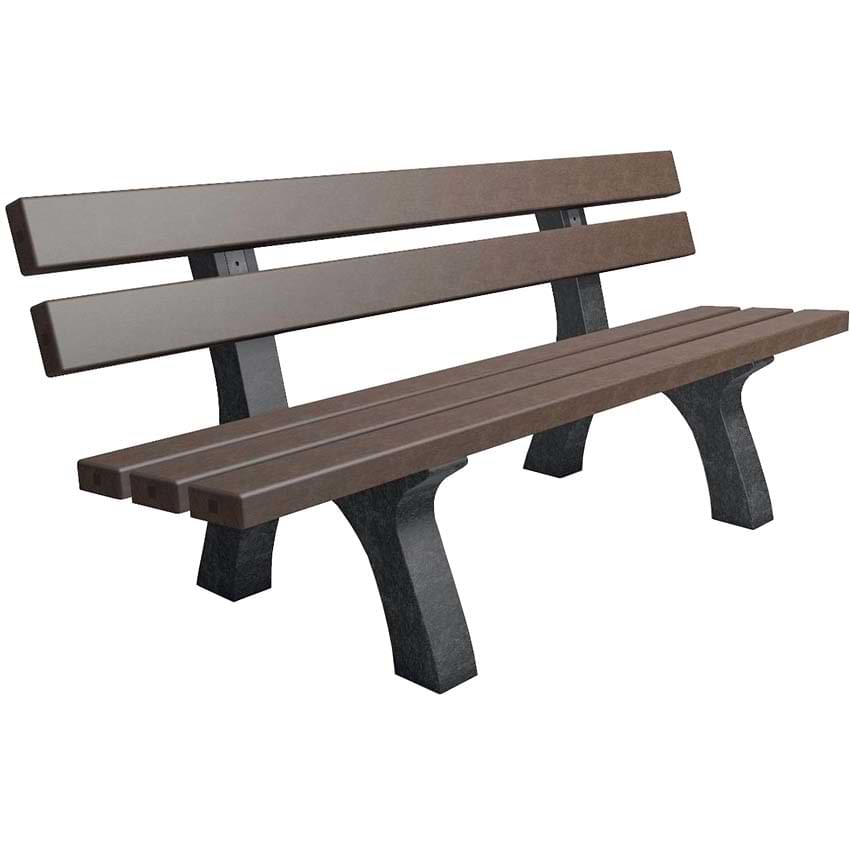 Banc recyclé Crozon L. 200 cm - Pieds noir / Lames marron