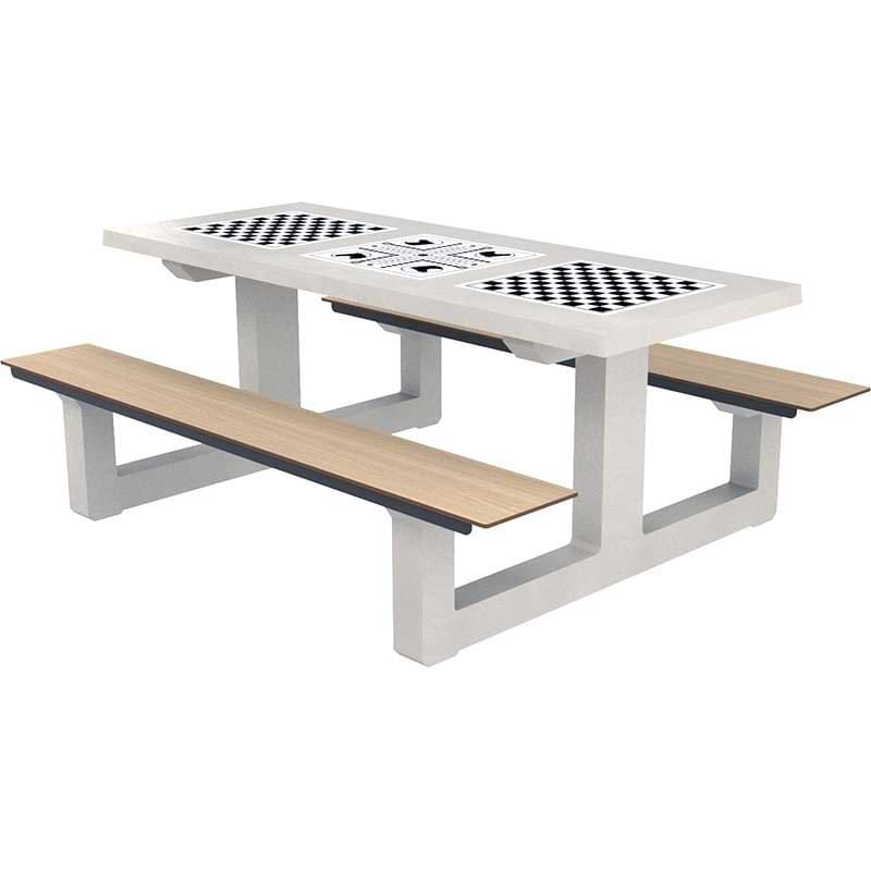 Table multi-jeux béton et HPL - L. 2000 mm