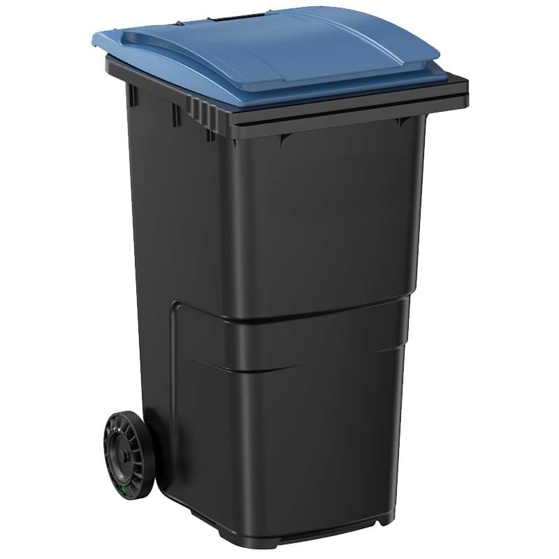 Conteneur à déchets 2 roues 240L - Cuve grise - Couvercle bleu