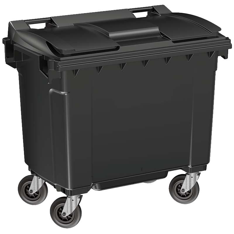 Conteneur à déchets 4 roues 660L - Cuve grise - Couvercle gris