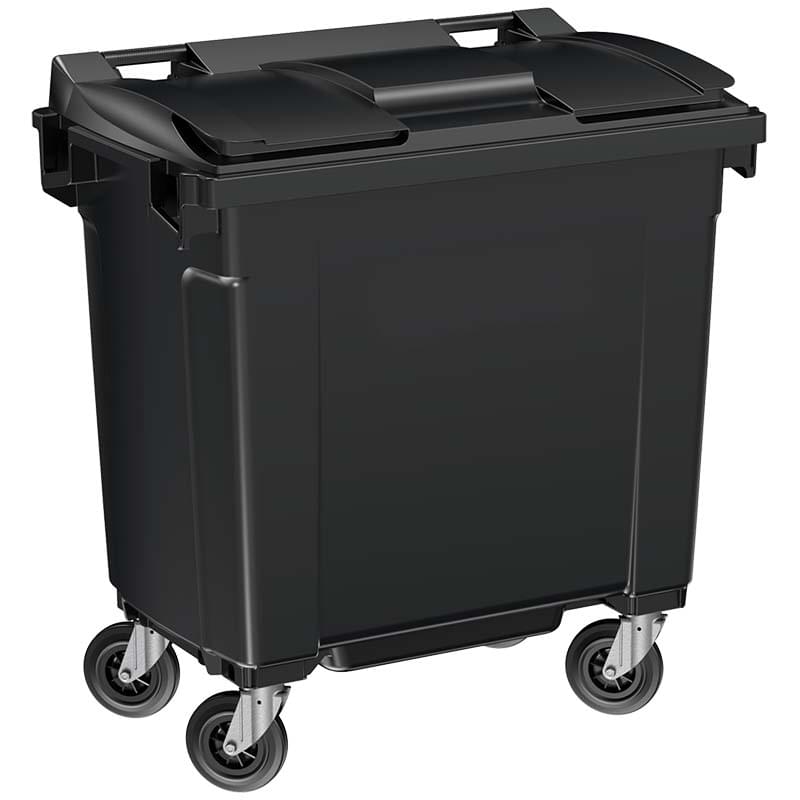 Conteneur à déchet 4 roues 770L - Cuve grise - Couvercle gris