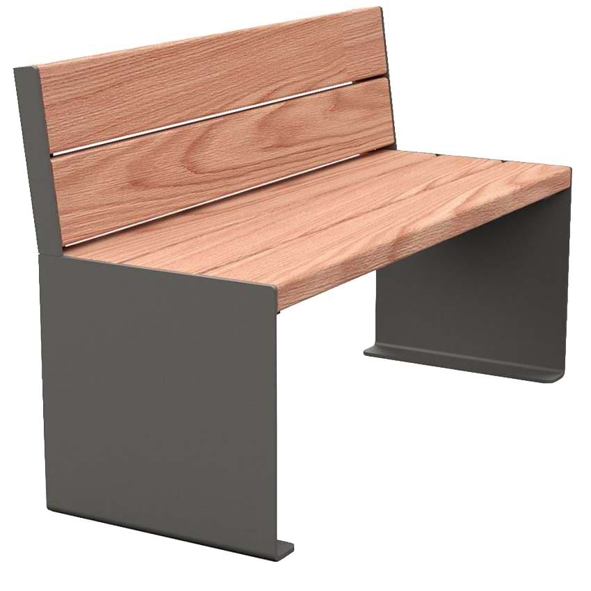 Banc acier et bois Kub - L. 1800 mm (3 places)