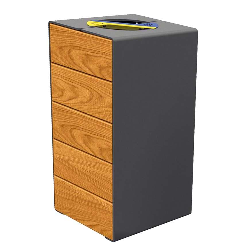 Poubelle tri-sélectif Kub 2 X 60L - Version acier & bois