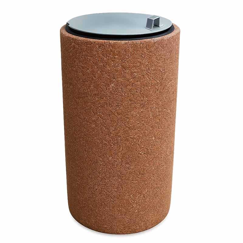 Corbeille béton Rhodes - Finition "Gravillons" - Avec couvercle