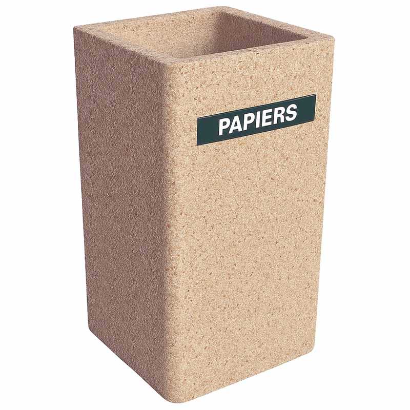 Corbeille béton rectangulaire 70L - sans couvercle