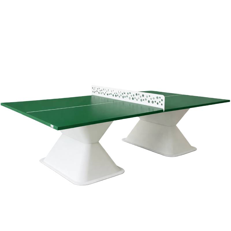 Table ping-pong composite 35 mm verte pour collectivité, piétement blanc