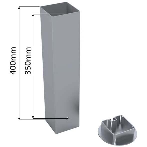 Fourreaux alu 80 X 80 X 400 mm avec couvercles (Jeu de 4)
