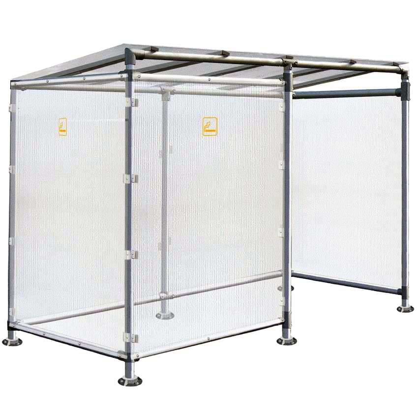 Abri fumeurs aluminium - H. 2375 X L. 2406 X P. 1994 mm