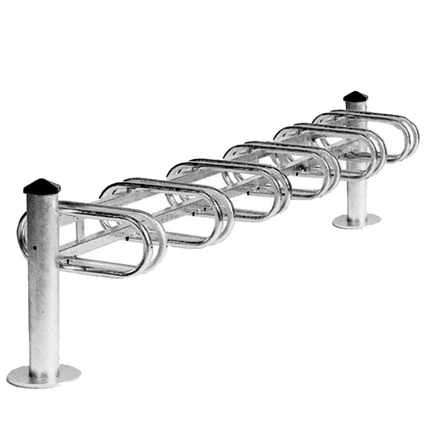 Support cycle simple face galvanisé - 6 places - L. 2457 X P. 374 mm