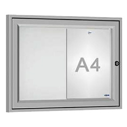 Vitrine intérieure - Fond tôle blanc - 2 A4 Anodisée