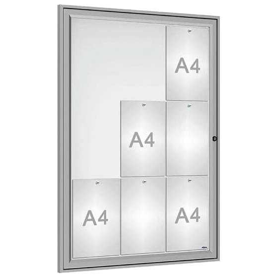 Vitrine intérieure - Fond tôle blanc - 9 A4 Anodisée