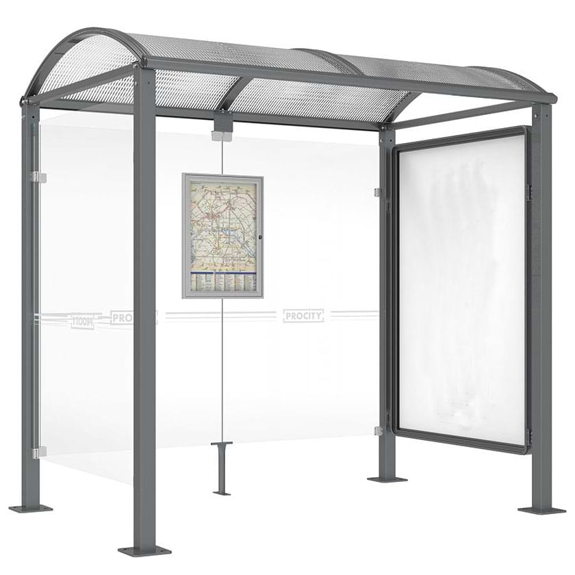 Abri Bus - 1 Vitrine + 1 bardage latéral