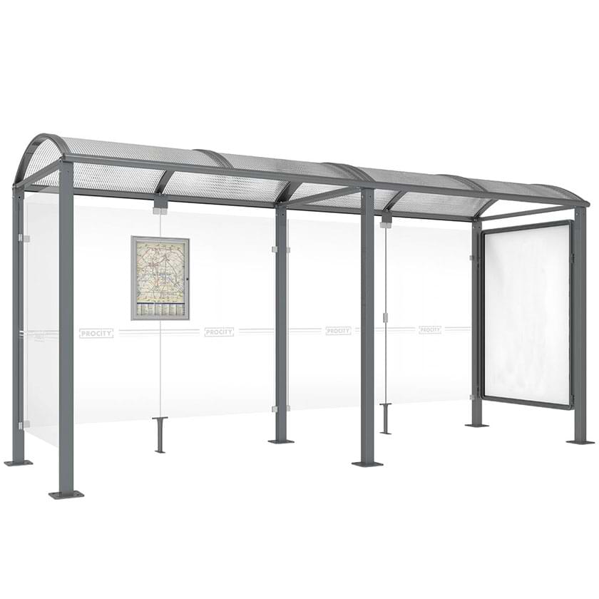 Station bus avec 1 bardage latéral + 1 vitrine d'affichage