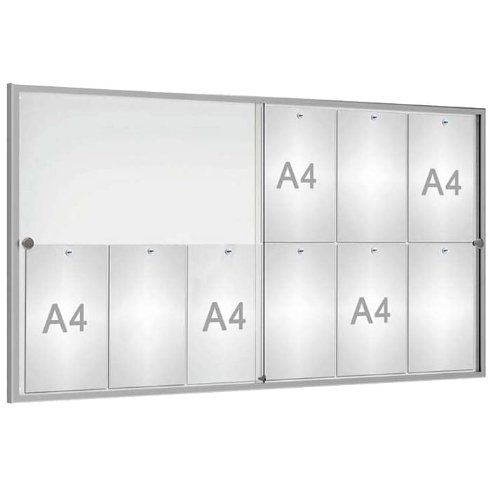 Vitrine intérieure coulissante - Fond magnétique tôle blanc - 12 A4