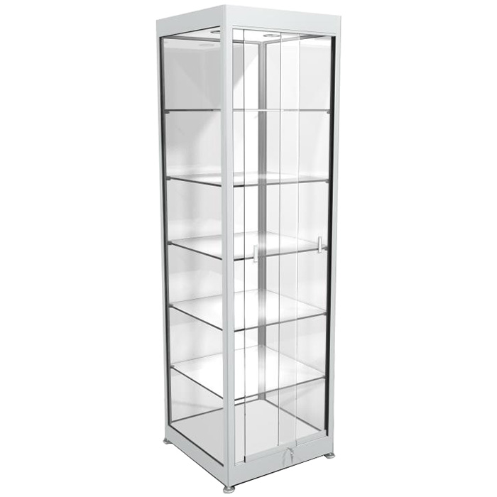 Vitrine haute - H. 1850 X L. 550 X P. 550 mm - Aluminium satiné