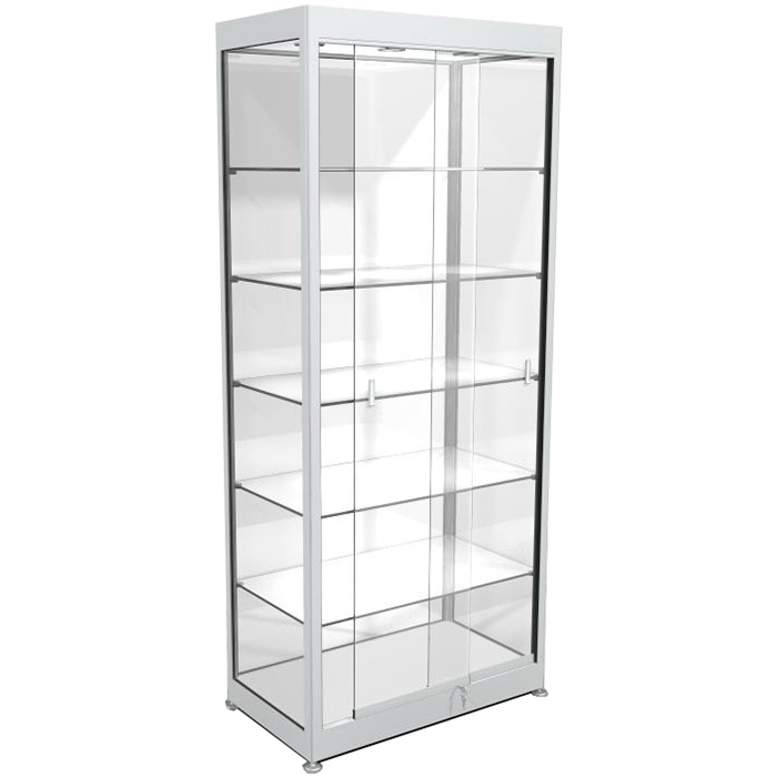 Vitrine haute - H. 1850 X L. 800 X P. 450 mm - Aluminium satiné