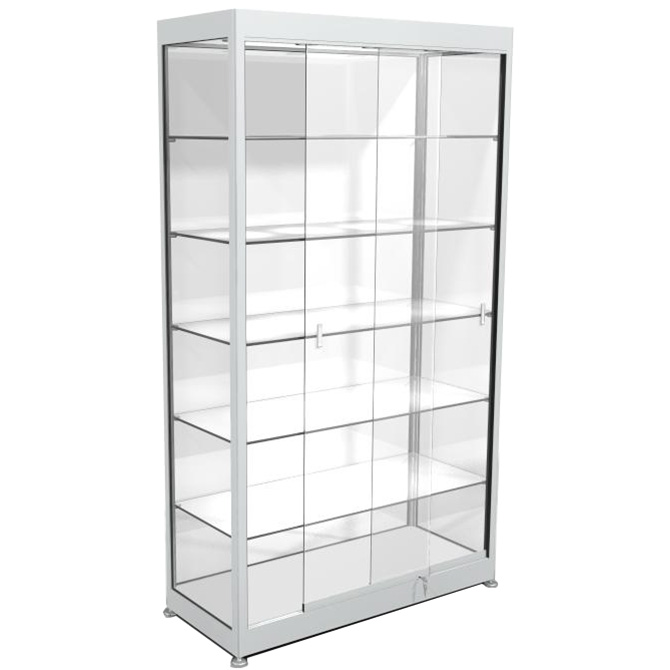 Vitrine haute - H. 1850 X L. 1050 X P. 450 mm - Aluminium satiné