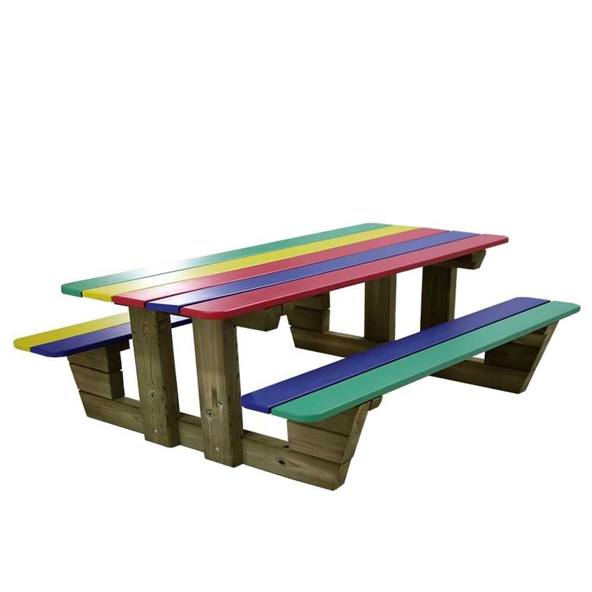 Table pique-nique enfant Maternelle L. 1200 mm - Assises et plateau couleur