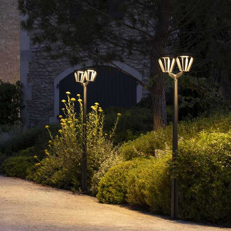 Lampadaire solaire double - Gris
