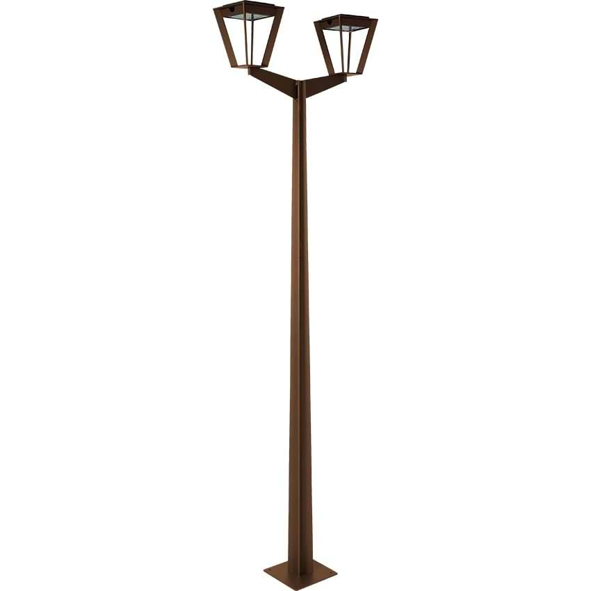 Lampadaire solaire double Metro H. 2,20 m - Corten