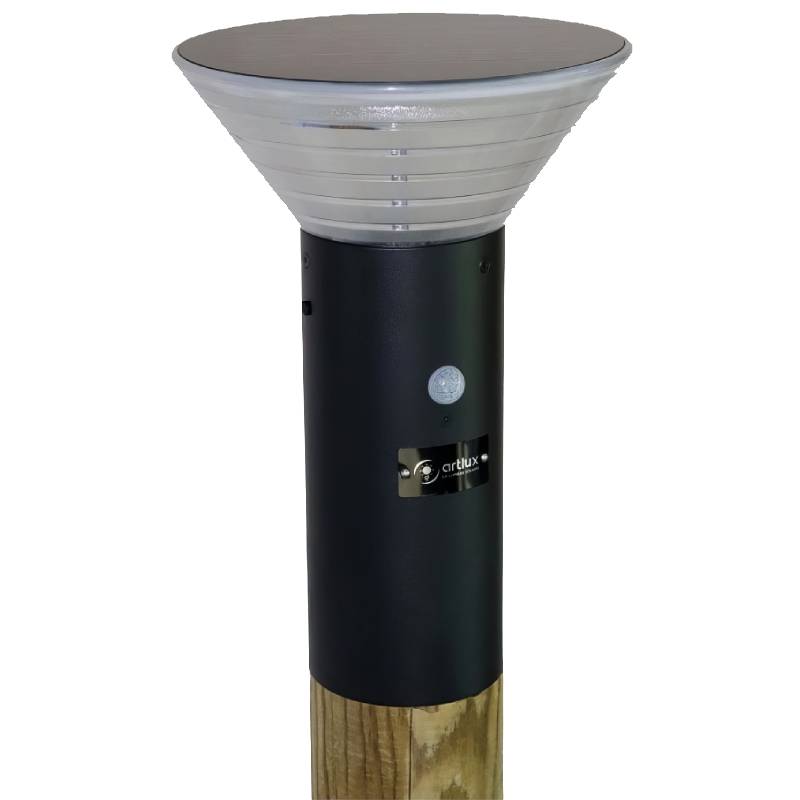 Borne éclairage solaire encastrable - H. 380 X D. 258 mm - Noir