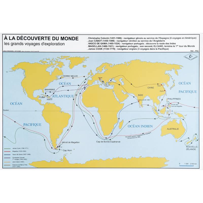 Carte éducative - Les grands voyages d'exploration