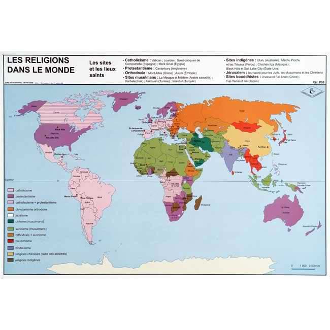 Carte éducative - Les Religions dans le monde