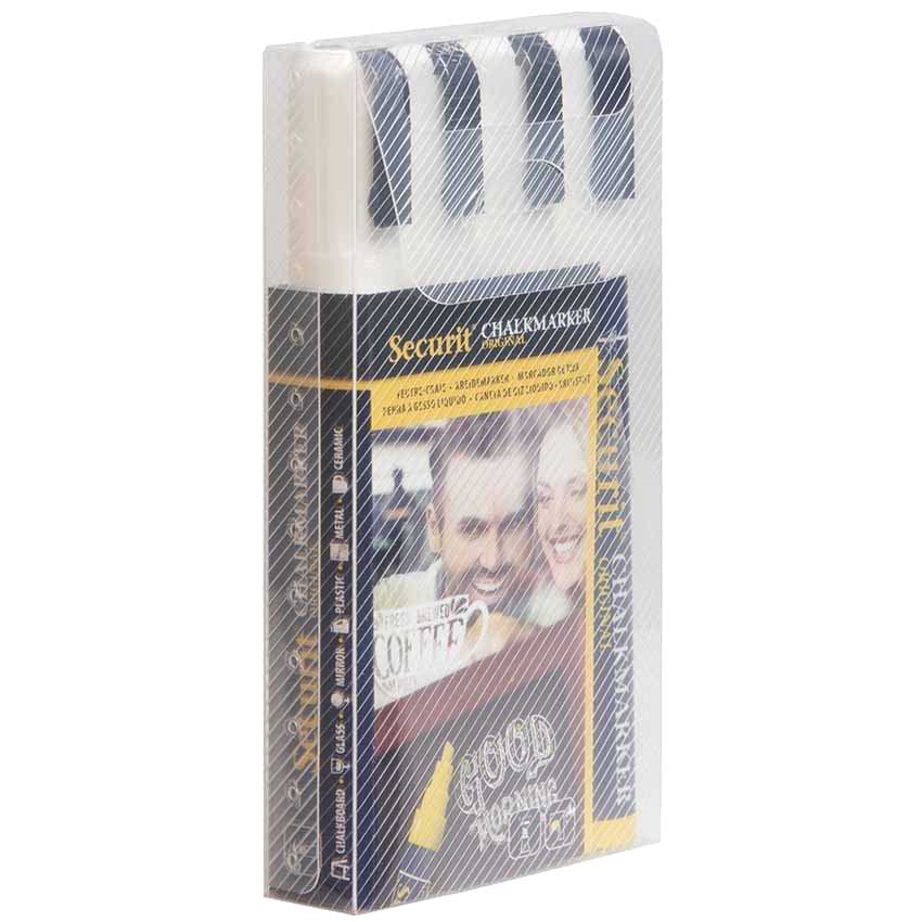 Pochette 4 feutres craie liquide Blanc - Pointe medium 2-6 mm