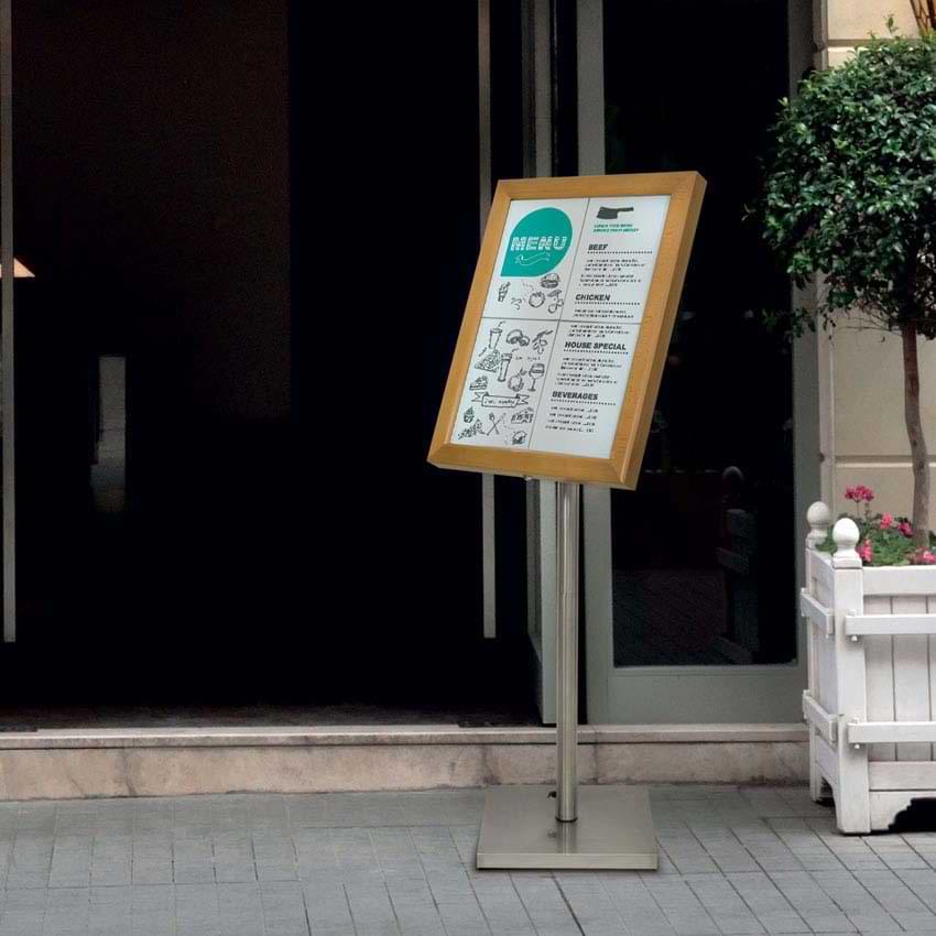 Porte-menu + pied - Teinte teck