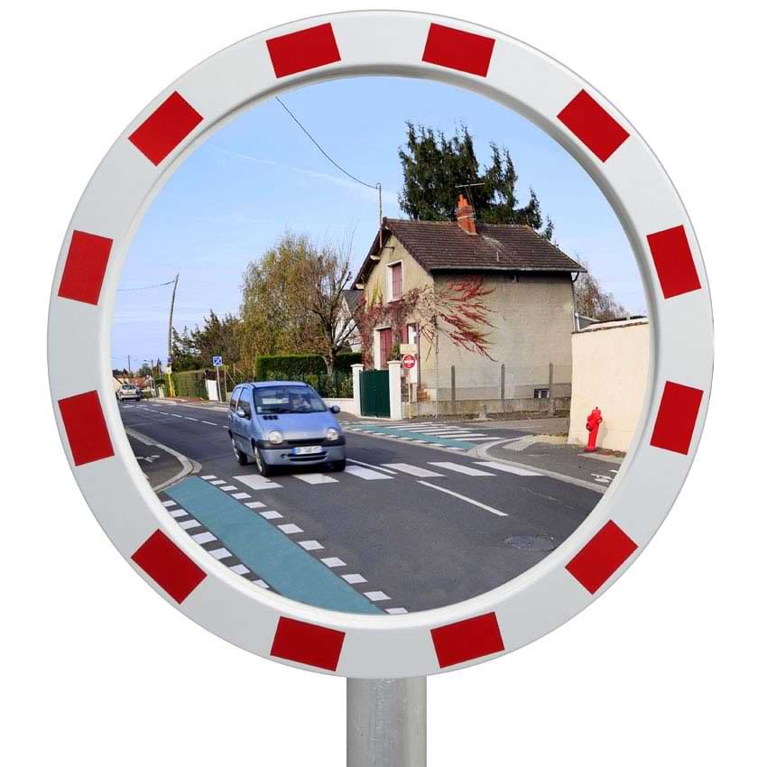 Miroir extérieur rouge-blanc Eco-line - D. 600 mm