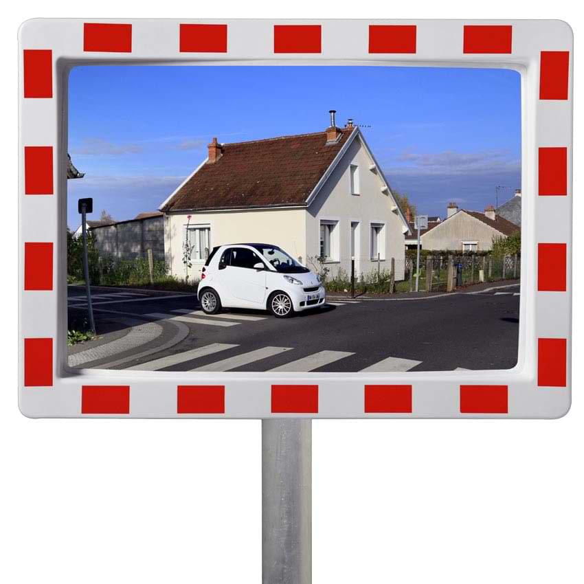 Miroir extérieur rouge-blanc Eco-line - 600 X 800 mm