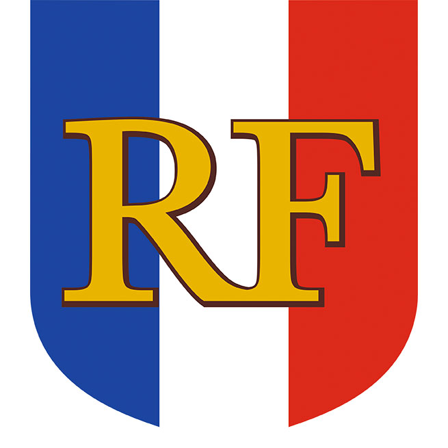 Ecusson porte-drapeaux - Tricolore + RF