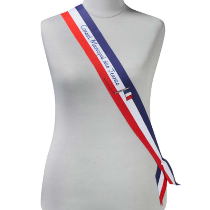 Echarpe tricolore Conseil Municipal des Jeunes - L. 1,60 m