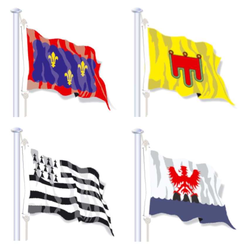 Pavillon province historique française - 80 X 120 cm