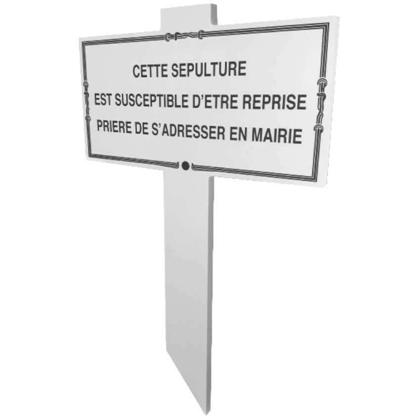 Plaque de concession - 100 X 200 mm - Sur piquet blanc ép. 10 mm