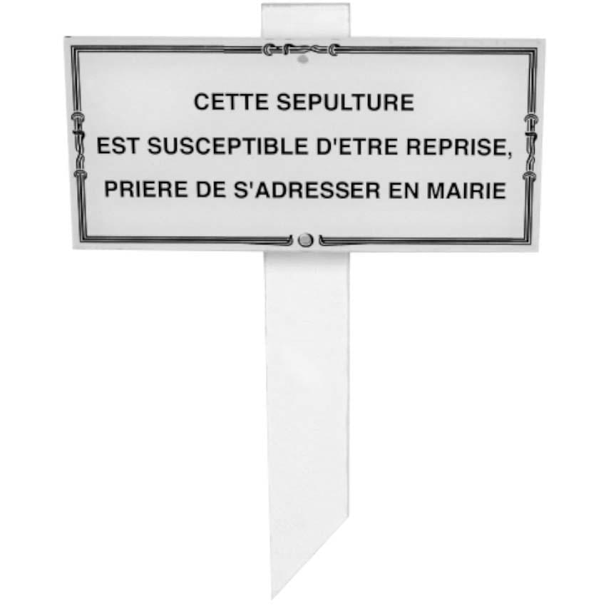Plaque de concession - 100 X 200 mm - Sur piquet plexi transparent ép. 5 mm