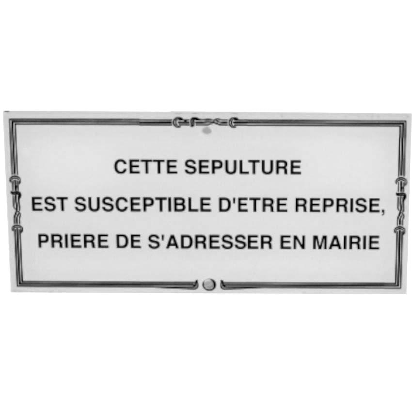 Plaque de concession - 100 X 200 mm - Sans piquet (à visser)